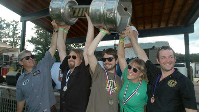 Devils Backbone crew hoist the 2013 Virginia Craft Brewers Cup
